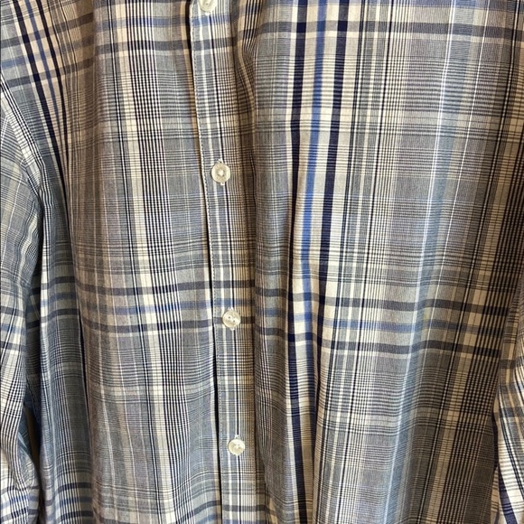 Alfani Blue and White Plaid Casual Button Down Shirt - Picture 3 of 5